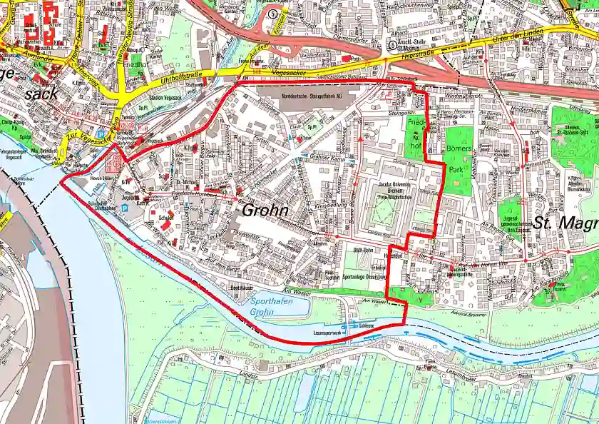 Abgrenzung des Stadterneuerungsgebietes Grohner Düne