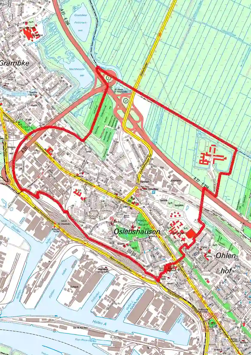 Abgrenzung des  Stadterneuerungsgebietes Oslebshausen