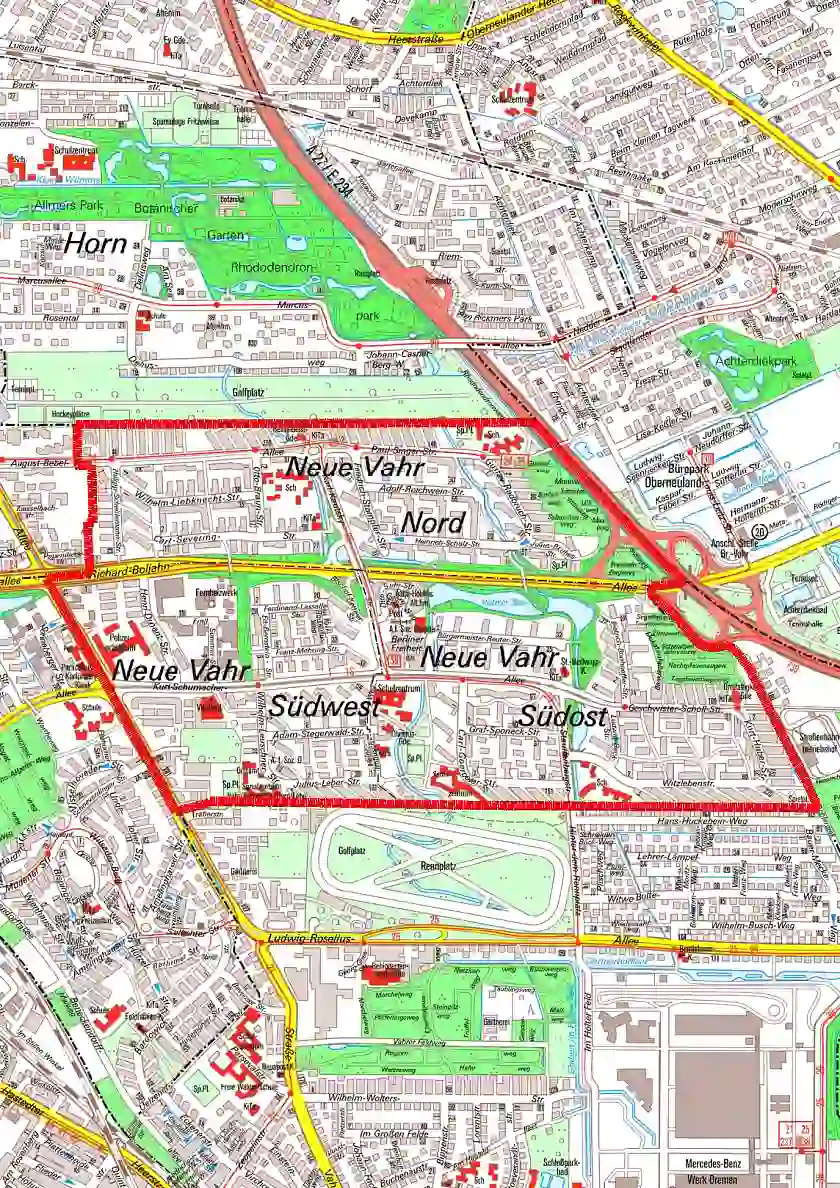 Abgrenzung des  Stadterneuerungsgebietes Neue Vahr