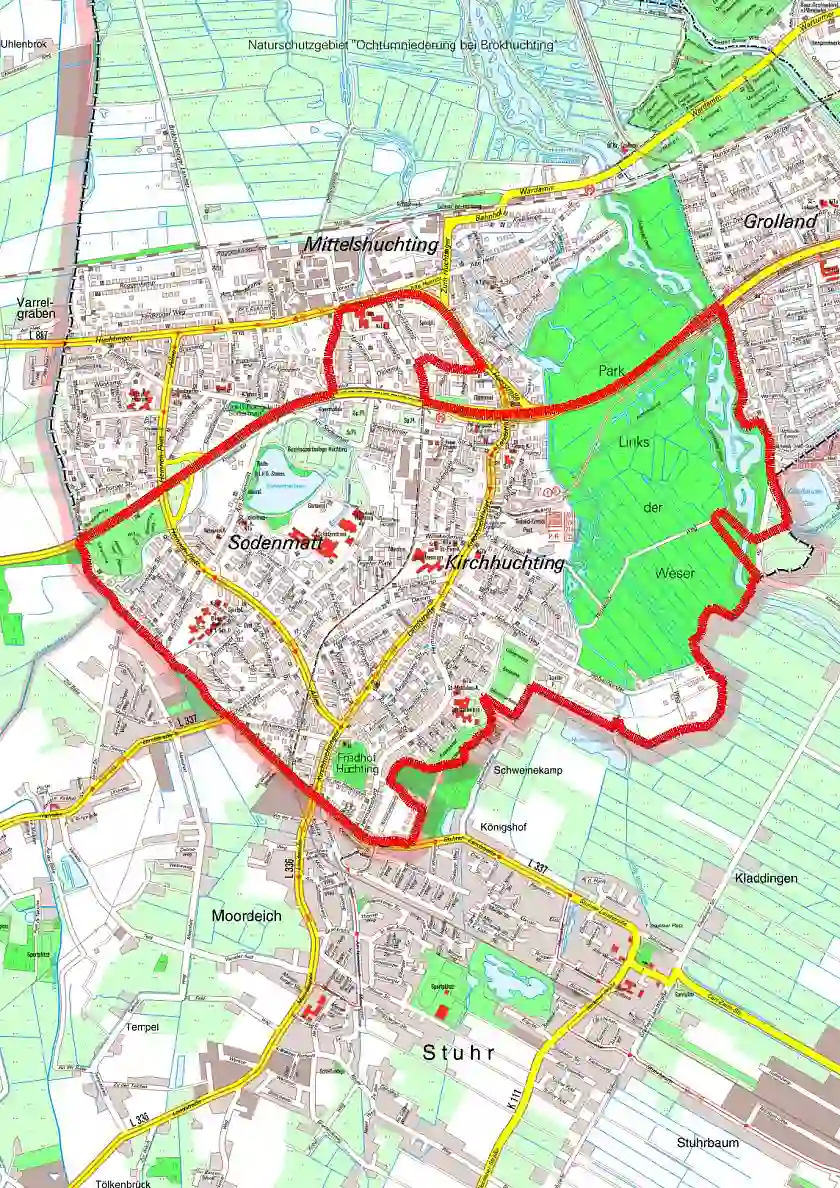 Abgrenzung des  Stadterneuerungsgebietes Huchting