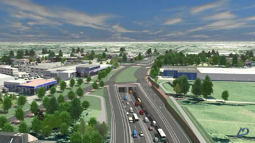 Visualisierung des Bauabschnitts 2/2 der Stadtautobahn A 281