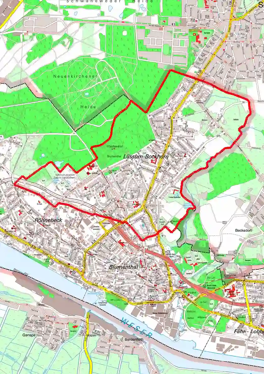 Abgrenzung des Stadterneuerungsgebietes Lüssum-Bockhorn