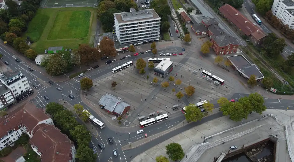Bahnhofsplatz Vegesack aus der Luft