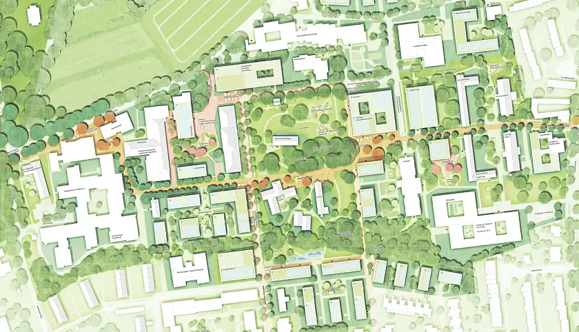 Lageplan des mit dem 1. Preis ausgezeichneten Entwurfs