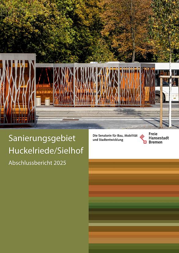 Cover des Abschlussberichtes 2025 zeigt die Bushaltestelle und den Park Cover des Abschlussberichtes 2025