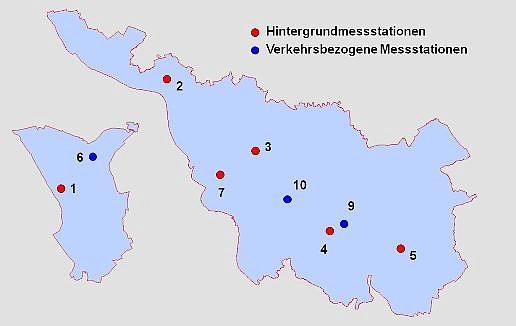 Luftmessstellen in Bremen und Bremerhaven