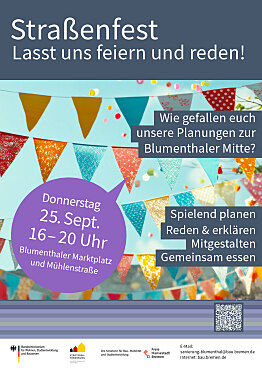 Ein Plakat, das auf das Straßenfest aufmerksam macht
