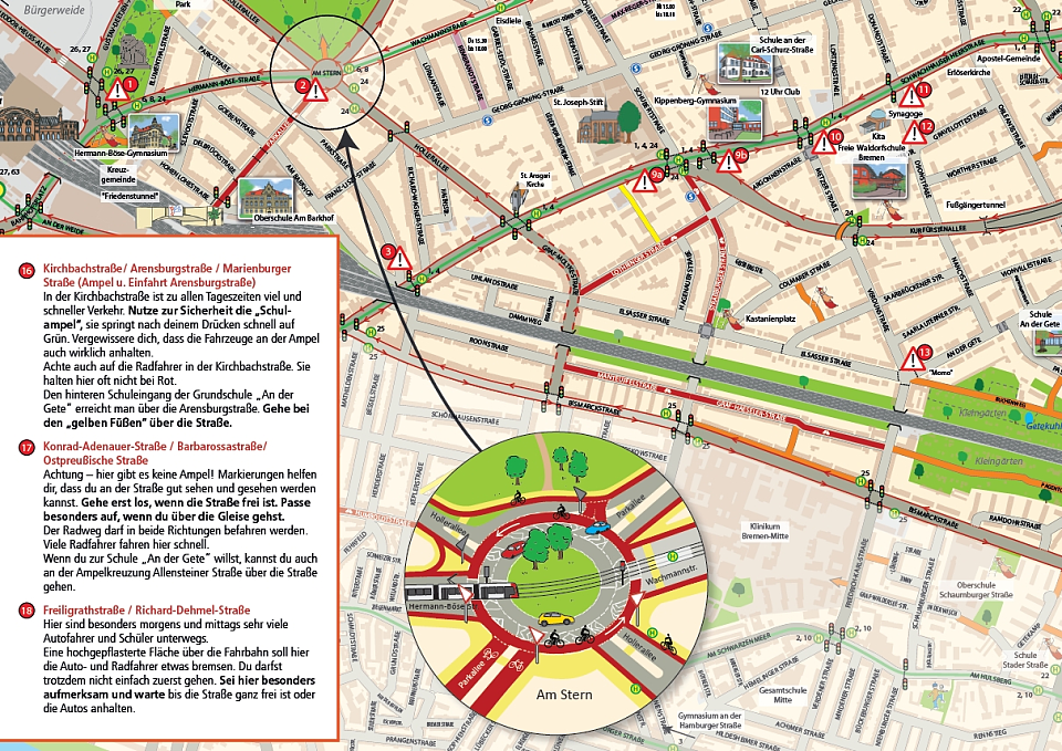 Ausschnitt Schulwegeplan Bremen-Schwachhausen