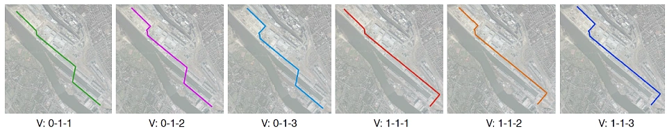 Darstellung der verbliebenen sechs Varianten