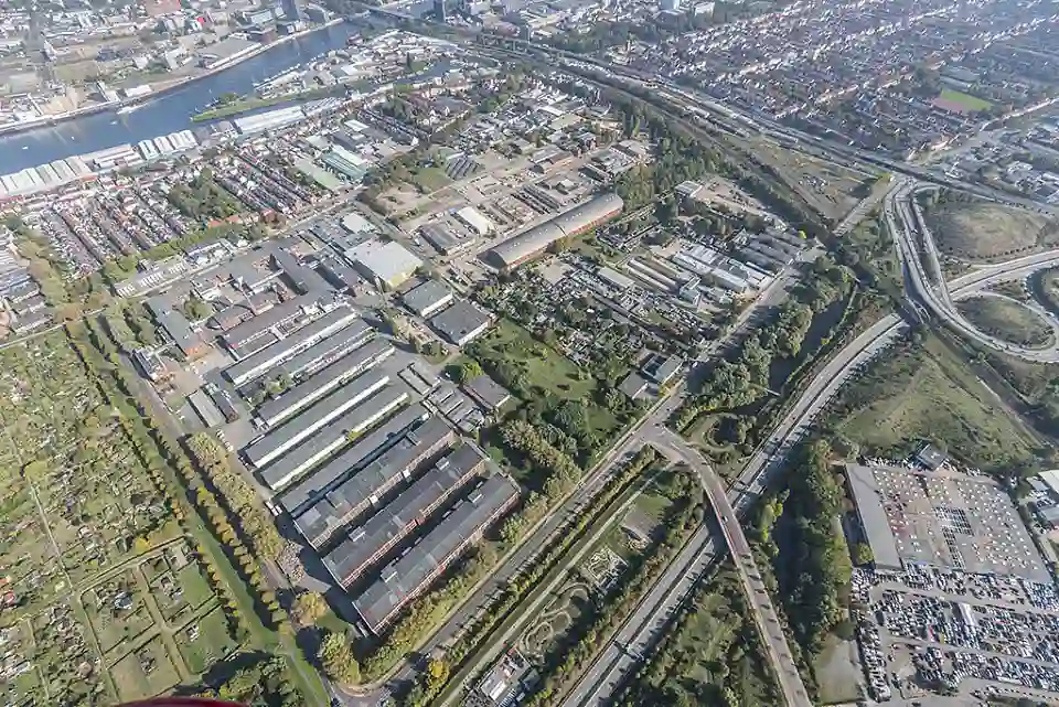 Das Entwicklungsgebiet Vorderes Woltmershausen aus der Luft