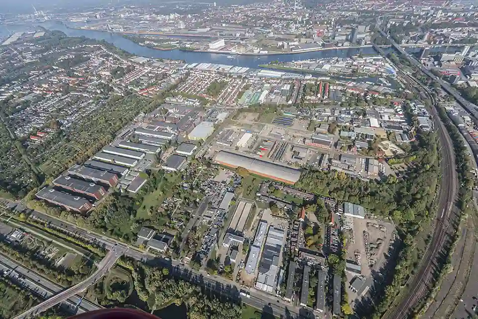 Entwicklungsgebiet Vorderes Woltmershausen aus der der Vogelperspektive