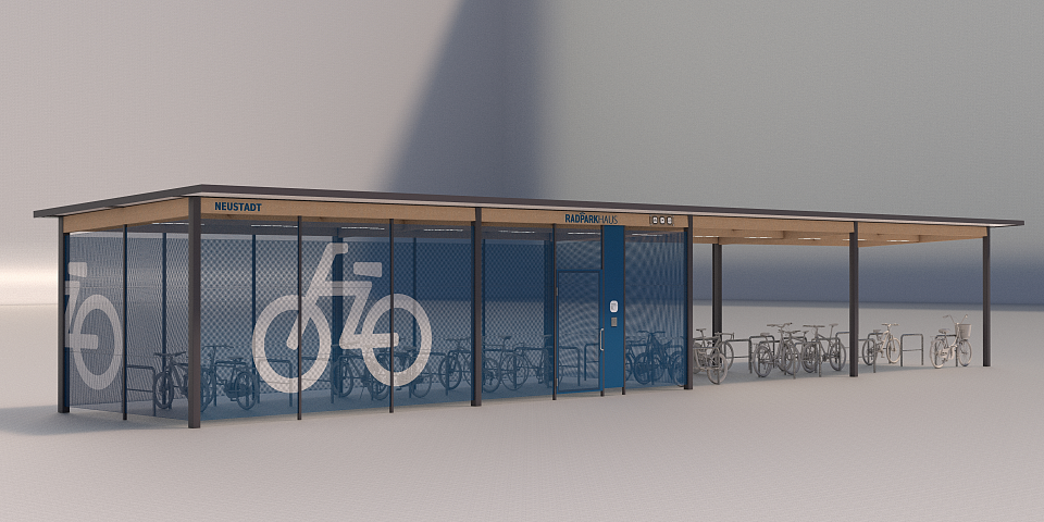 Visualisierung B+R am Bahnhof Neustadt &copy; Brepark/Agentur BahnStadt