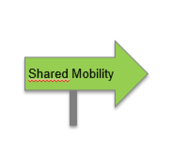 Ein Pfeil auf dem "Shared Mobility" steht