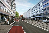 Visualisierung einer Straßenbahnführung in der Martinistraße