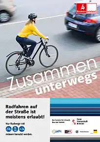 Zusammen unterwegs. Radfahren auf der Straße ist meistens erlaubt!
