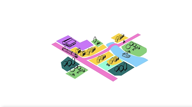 Schaubild mit Icons die per Finger angetippt werden