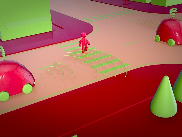 Grafische Zeichnung für Autonomisches Fahren als Beispielbild