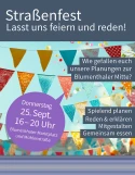 Ein Plakat, dass auf das Straßenfest in Blumenthal aufmerksam macht