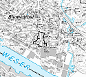 Eine Übersichtskarte des geplanten Geltungsbereich für den Bebauungsplan 1581 in Bremen-Blumenthal